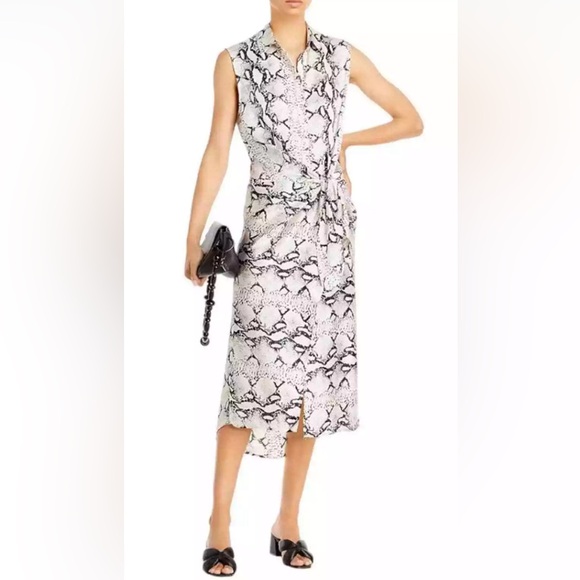 Aqua Animal Python Snake Print Midi Shirt Dress Size Small NWT - Picture 2 of 4